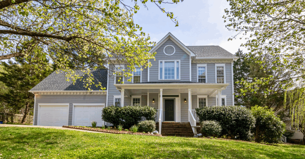 residential home with beautiful spring landscaping