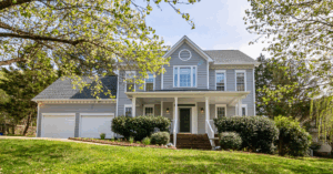 residential home with beautiful spring landscaping