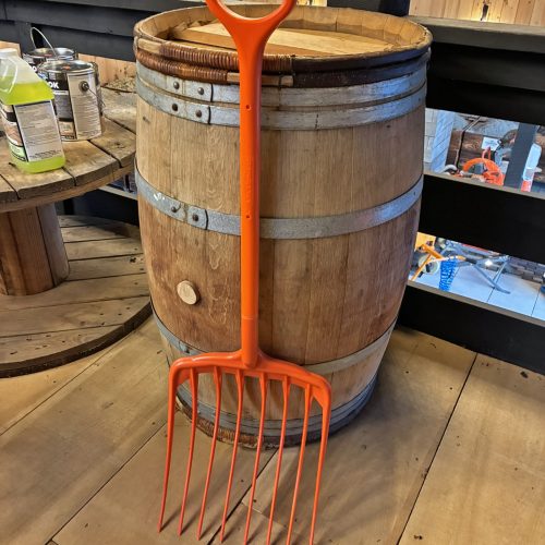 poly mulching fork with 8-tine head